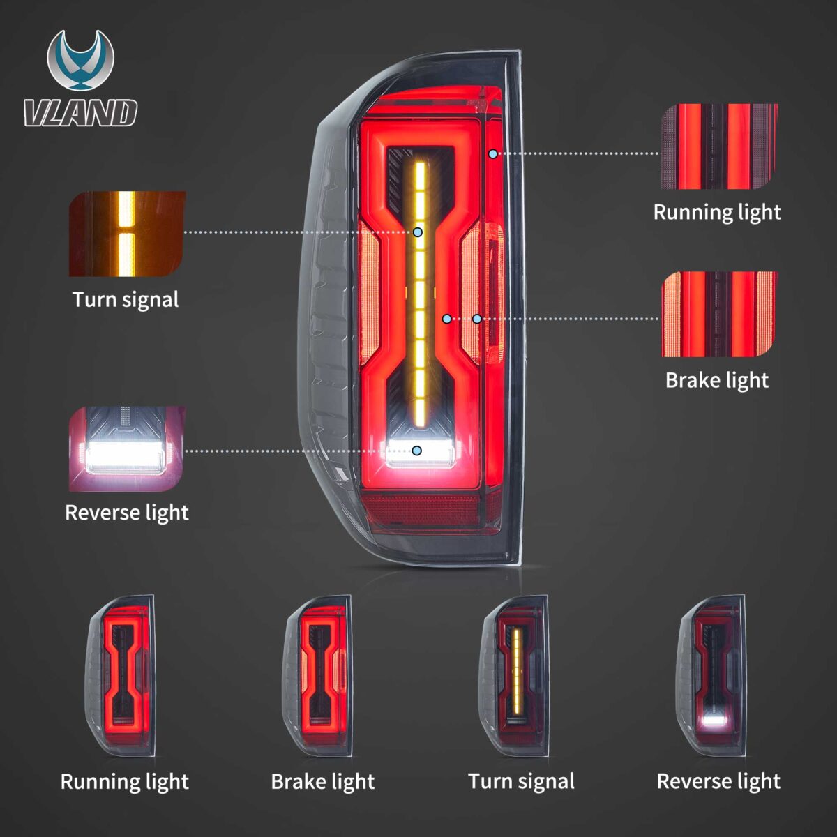 Vland 14-21 Toyota Tundra LED Tail Lights YHB-TD-8085-FS1YC (3)