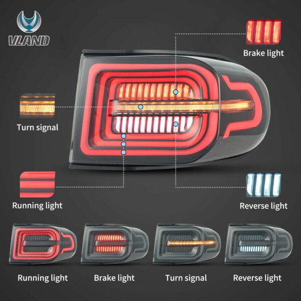 Vland 2007-2022 Toyota FJ Cruiser LED Tail Lights With Start-up Animation YHB-FJ-8097 (4)