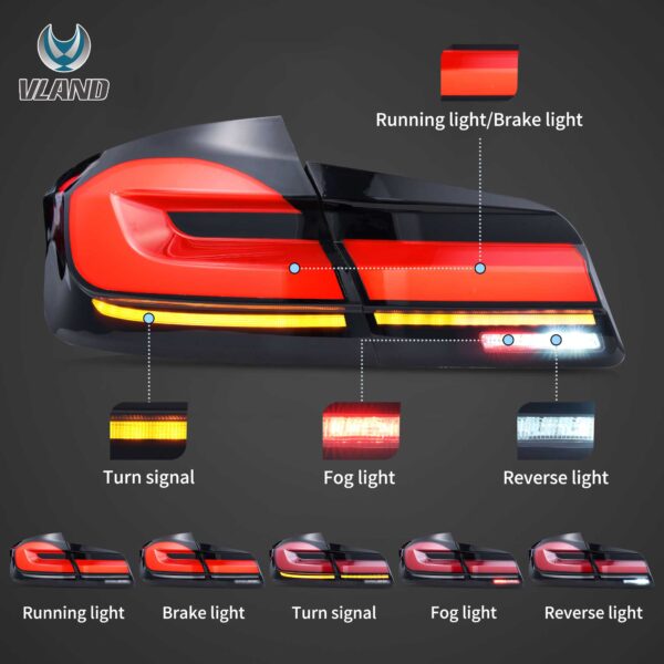 2011-2017 BMW 5 Series M5 F10 F18 Vland LED Tail Lights G30 LCI Style YHB-F10-8075A-RC1YC (3)