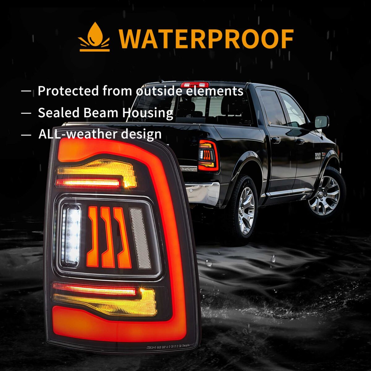 2019-2024 Dodge RAM 2500 RAM 3500 Vland LED Tail Lights With Amber Turn Signal YHB-DG-8086C-TM1YC (6)