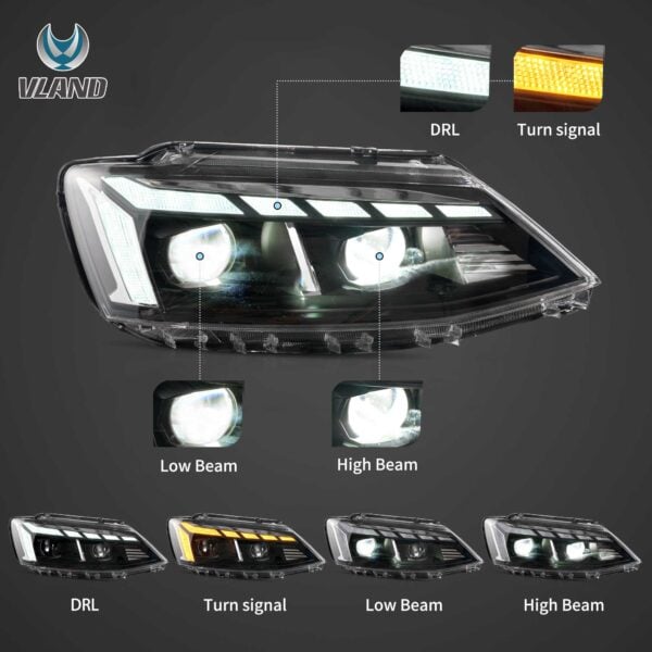 12-18 VW Jetta MK6 Vland Dual Beam Projector Headlights YHA-ST-8171 (3)