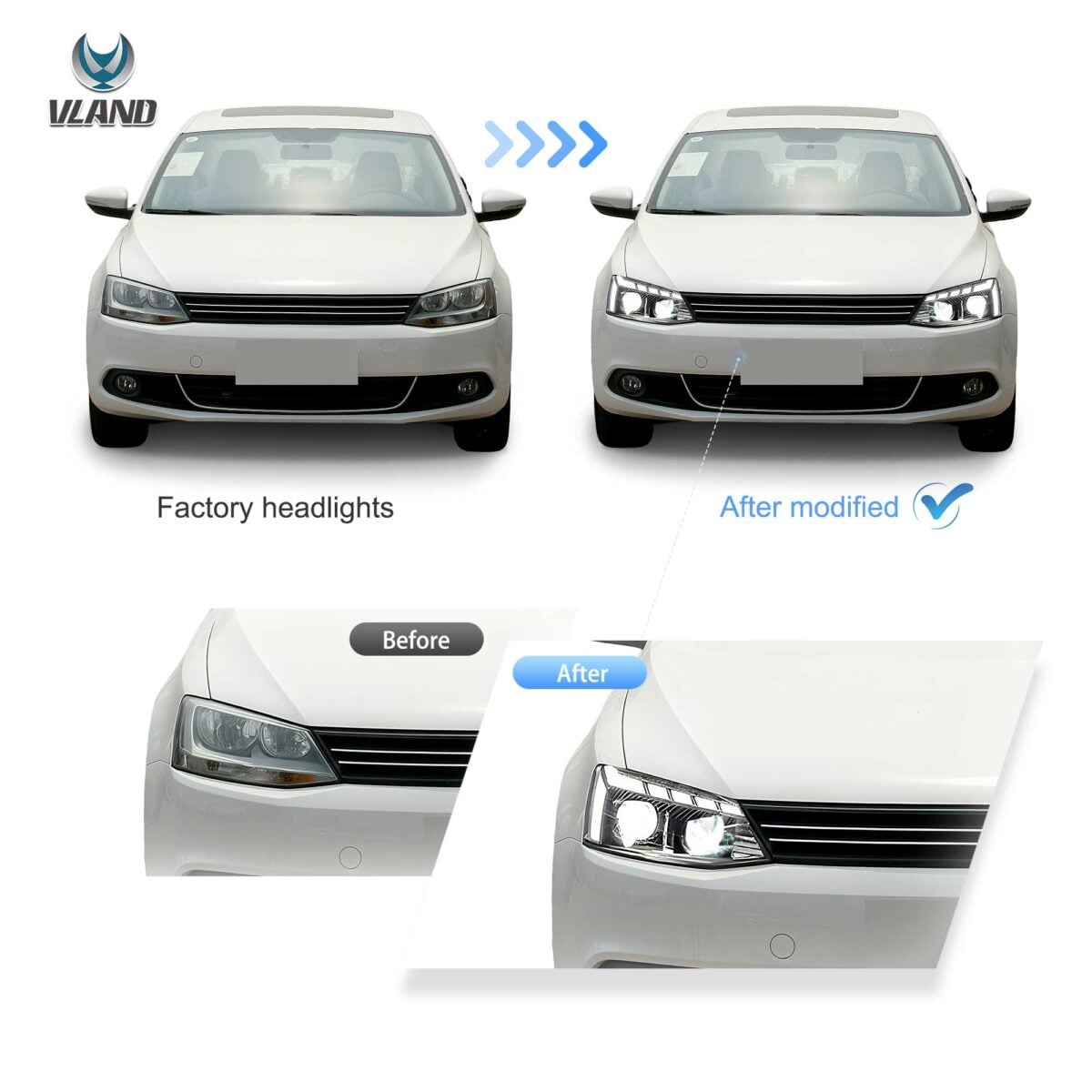 12-18 VW Jetta MK6 Vland Dual Beam Projector Headlights YHA-ST-8171 (5)