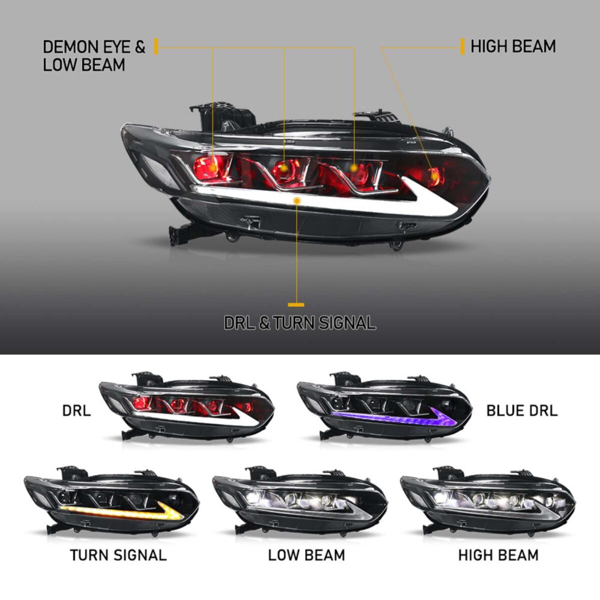 Honda Accord 10TH GEN 2018-2022 Vland LED Headlights YHA-HD-8136-2P31A-3 (2)
