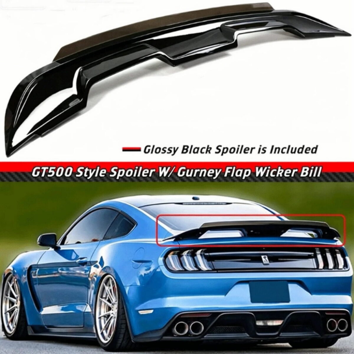 2015-2023 Ford Mustang GT500 Style Rear Trunk Spoiler with Smoked Gurney Flap YHS-15MST-9102-1 (6) 2015-2023 Ford Mustang GT500 Style Rear Trunk Spoiler with Smoked Gurney Flap YHS-15MST-9102-1 (6)