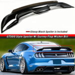 2015-2023 Ford Mustang GT500 Style Rear Trunk Spoiler with Smoked Gurney Flap YHS-15MST-9102-1 (6)