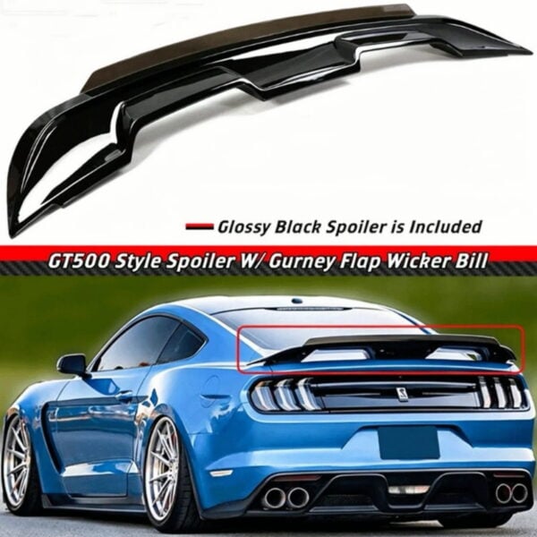 2015-2023 Ford Mustang GT500 Style Rear Trunk Spoiler with Smoked Gurney Flap YHS-15MST-9102-1 (6)