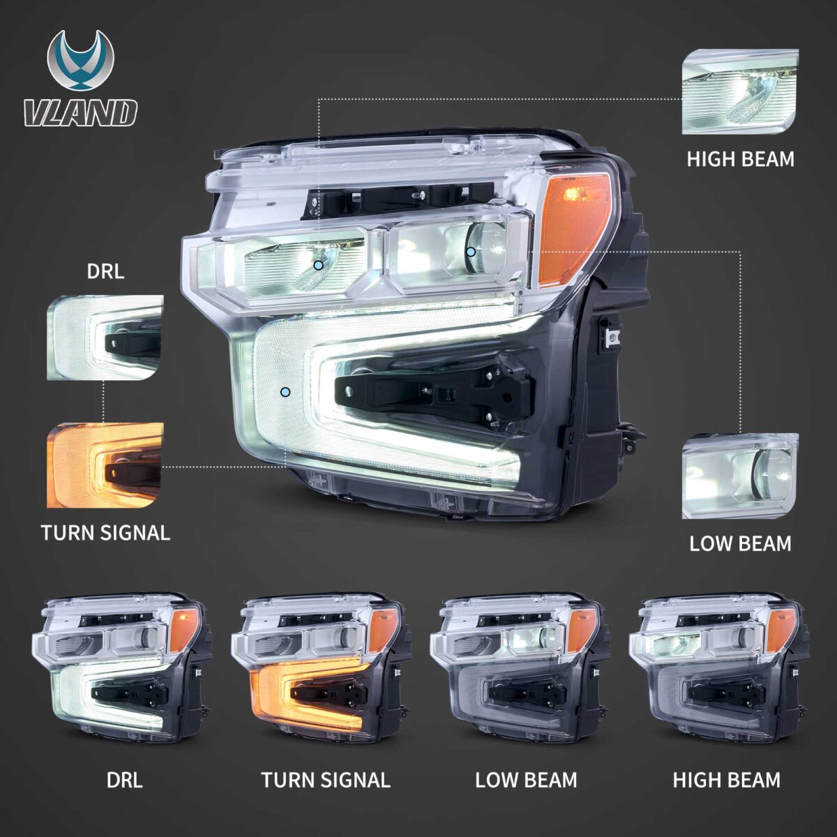 2022-2024 Chevrolet Silverado Vland LED Headlights YAA-SVR-2086-1P32A (2)