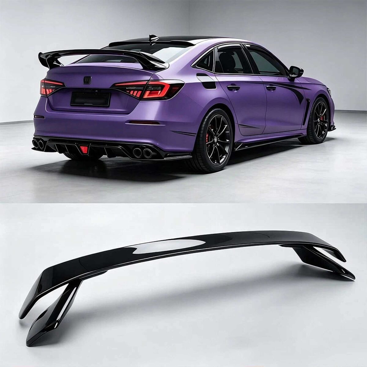 2022-2026 Honda Civic Sedan Rear Trunk Spoiler Wing HPD Style Gloss Black YHT-WY-9740-06 (2)