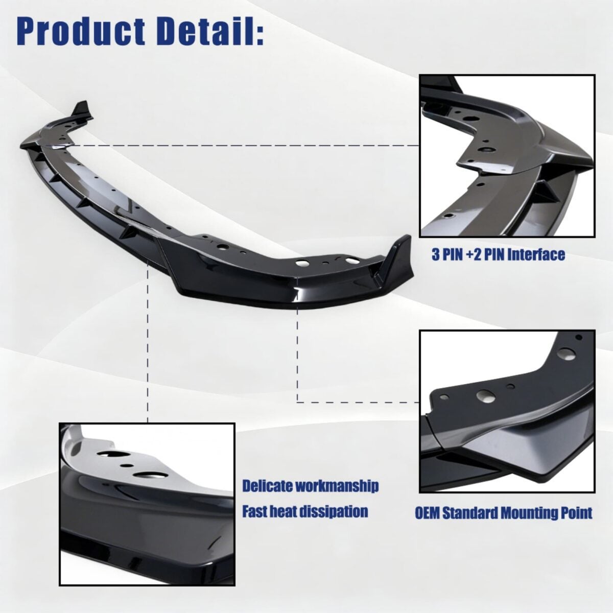 BMW 3 Series G20 G21 2023-2025 Front Bumper Lip Splitter GT Style YHT-QC-9738-01 (4)
