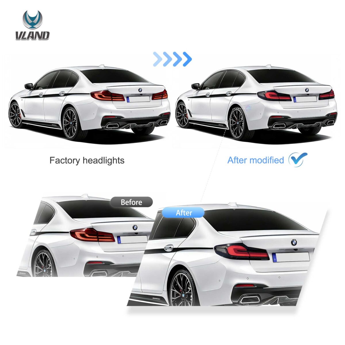 2017-2020 BMW G30 G38 Vland LED Tail Lights YHB-G30-8073A-FS1YC (3)