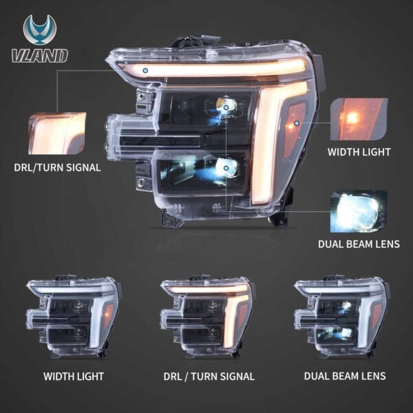 2024-2026 Ford F150 Vland Full Headlights W Amber DRL YAA-F150-2118 (2)