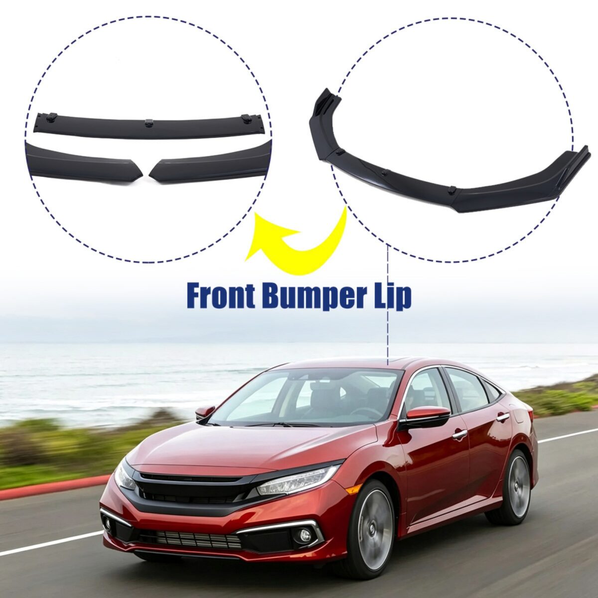 2016-2021 Honda Civic 10th 4DR Sedan Bumper Spoiler Lip YHT-QC-9738-12 (3)