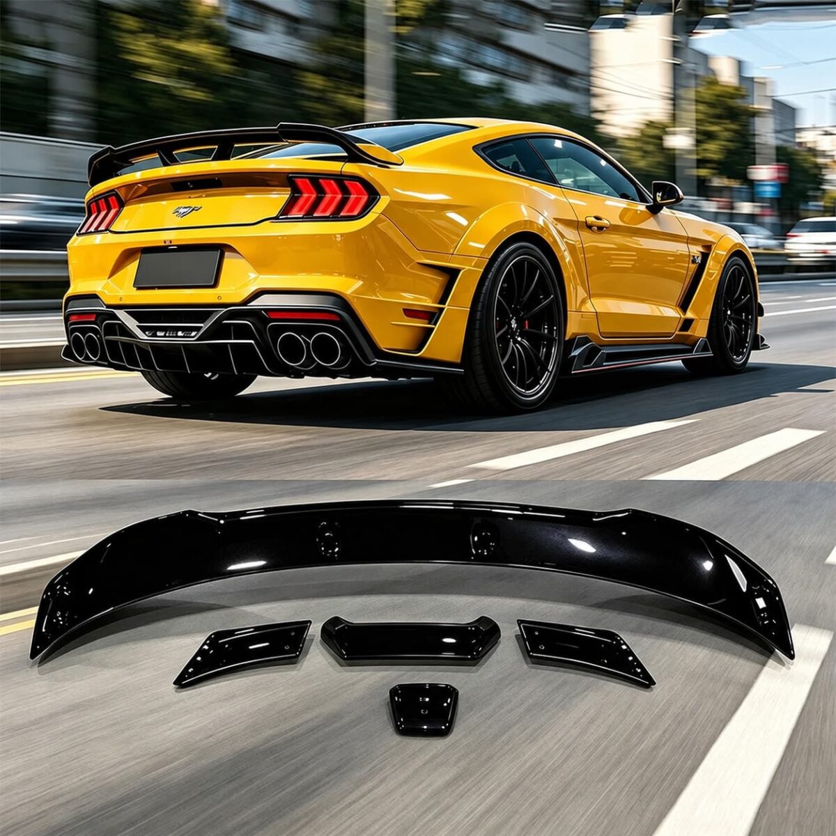 2024-2025 Ford Mustang Rear Spoiler Dark Horse Style Gloss Black - Image 1